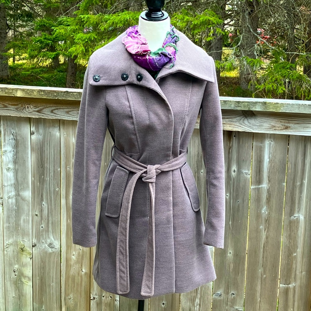 Stylish Grey-Ish/Purple Belted Coat
